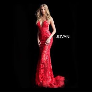 Jovani formal red sequined dress prom